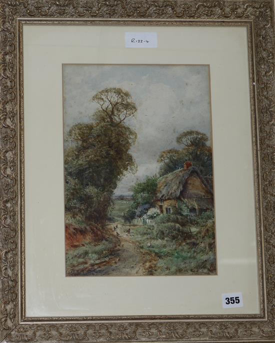 An A. Molyneux Stannard Chickens on a lane 33 x 23cm